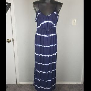 Iz Byer Striped White and Blue Summer Dress